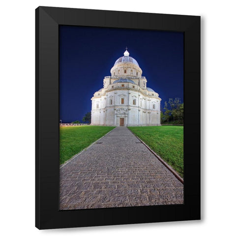 Italy- Todi. Light on the Temple of Santa Maria della Consolazione. Black Modern Wood Framed Art Print with Double Matting by Eggers, Julie