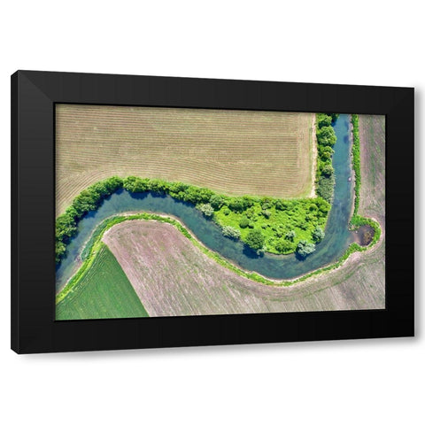 Italy-Mantua-river Mincio Natural Park-fields and Mincio river Black Modern Wood Framed Art Print by Molinari, Michele