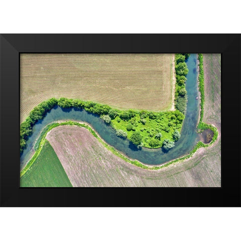 Italy-Mantua-river Mincio Natural Park-fields and Mincio river Black Modern Wood Framed Art Print by Molinari, Michele