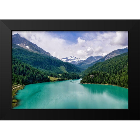 Italy-Stelvio National Park-Val Martello (Martello Valley) artificial lake Black Modern Wood Framed Art Print by Molinari, Michele