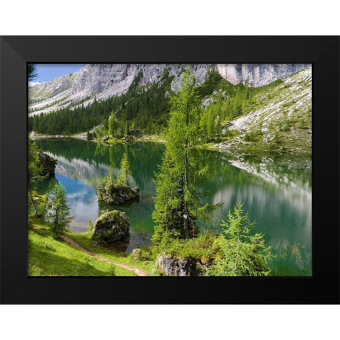 Lago de Federa at Croda da Lago in the Dolomites of the Veneto near Cortina dAmpezzo  Black Modern Wood Framed Art Print by Zwick, Martin