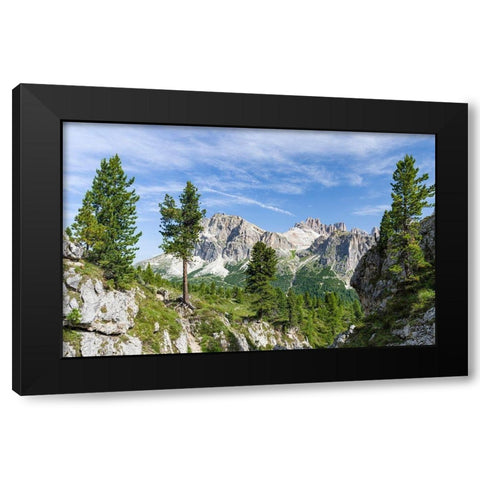 Dolomites at Falzarego mountain pass-Lagazuoi-Fanes and Monte Cavallo Black Modern Wood Framed Art Print by Zwick, Martin