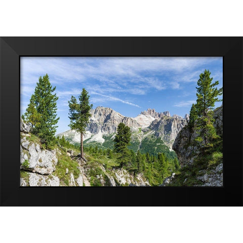 Dolomites at Falzarego mountain pass-Lagazuoi-Fanes and Monte Cavallo Black Modern Wood Framed Art Print by Zwick, Martin