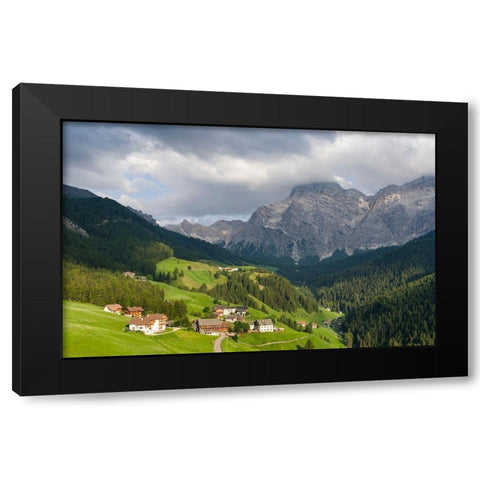 Wengen-La Valle-traditional farms of the Viles in the Val Badia in the Dolomites of South Tyrol Black Modern Wood Framed Art Print by Zwick, Martin