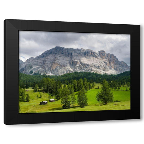Mountain range Kreuzkofel-Sasso Santa Croce in the nature park Fanes Sennes Prags Black Modern Wood Framed Art Print by Zwick, Martin