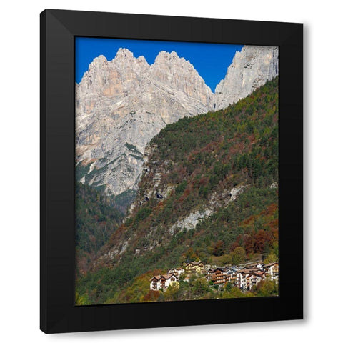 Molveno at lake Lago di Molveno in the Dolomiti di Brenta Italy-Trentino Black Modern Wood Framed Art Print by Zwick, Martin