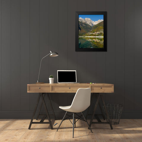 Molveno at lake Lago di Molveno in the Dolomiti di Brenta  Italy-Trentino Black Modern Wood Framed Art Print by Zwick, Martin