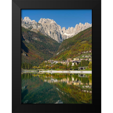 Molveno at lake Lago di Molveno in the Dolomiti di Brenta  Italy-Trentino Black Modern Wood Framed Art Print by Zwick, Martin