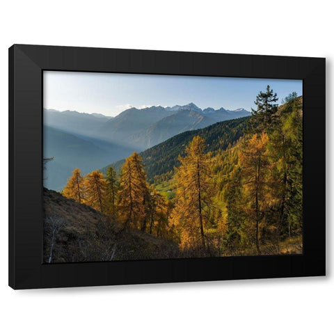 Peaks of Presanella mountain range above Val Rendena-seen from Brenta mountain range Italy Black Modern Wood Framed Art Print with Double Matting by Zwick, Martin