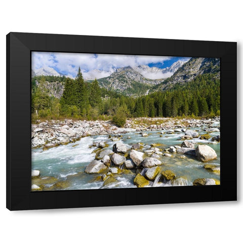 River Sarca-Val di Genova in the Parco Naturale Adamello-Brenta-Trentino-Italy-Val Rendena Black Modern Wood Framed Art Print by Zwick, Martin