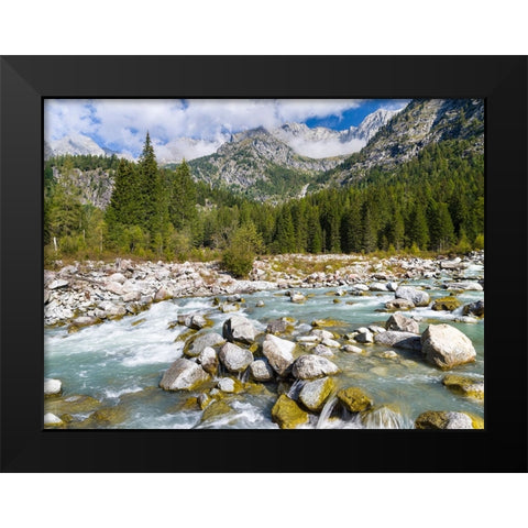 River Sarca-Val di Genova in the Parco Naturale Adamello-Brenta-Trentino-Italy-Val Rendena Black Modern Wood Framed Art Print by Zwick, Martin