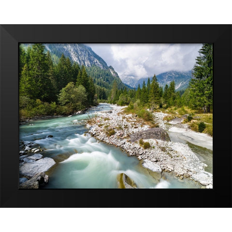 River Sarca-Val di Genova in the Parco Naturale Adamello-Brenta-Trentino-Italy-Val Rendena Black Modern Wood Framed Art Print by Zwick, Martin
