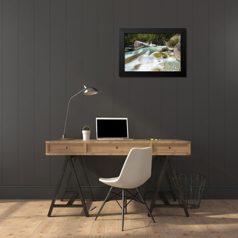 River Sarca-Val di Genova in the Parco Naturale Adamello-Brenta-Trentino-Italy-Val Rendena Black Modern Wood Framed Art Print by Zwick, Martin