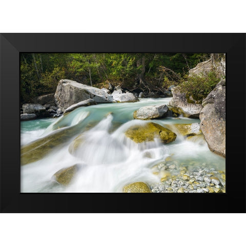 River Sarca-Val di Genova in the Parco Naturale Adamello-Brenta-Trentino-Italy-Val Rendena Black Modern Wood Framed Art Print by Zwick, Martin