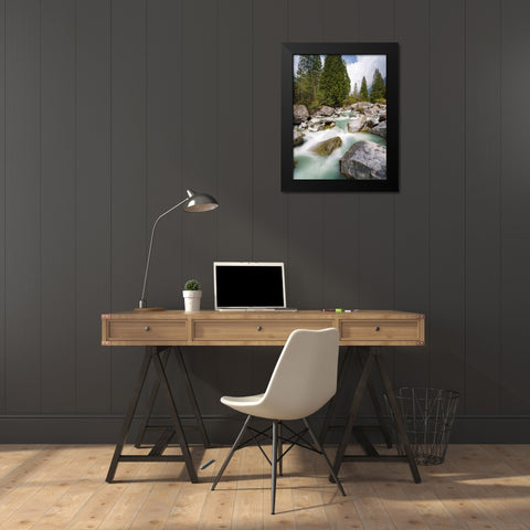 River Sarca-Val di Genova in the Parco Naturale Adamello-Brenta-Trentino-Italy-Val Rendena Black Modern Wood Framed Art Print by Zwick, Martin