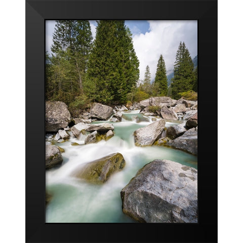 River Sarca-Val di Genova in the Parco Naturale Adamello-Brenta-Trentino-Italy-Val Rendena Black Modern Wood Framed Art Print by Zwick, Martin