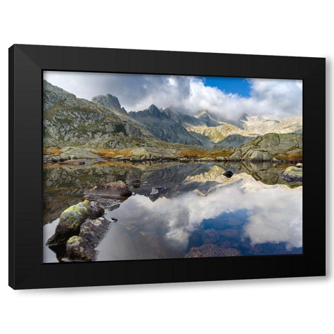 Lago Nero in the Presanella mountain range-Parco Naturale Adamello-Brenta-Trentino-Italy-Val Renden Black Modern Wood Framed Art Print by Zwick, Martin