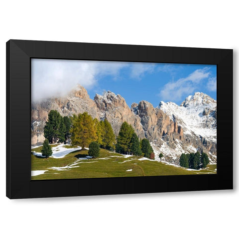 Geisler mountain range in the dolomites of the Groden Valley or Val Gardena in South Tyrol-Alto Adi Black Modern Wood Framed Art Print by Zwick, Martin
