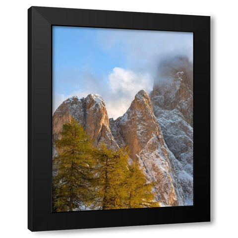 Geisler mountain range in the dolomites of the Villnoss Valley in South Tyrol-Alto Adige after an a Black Modern Wood Framed Art Print by Zwick, Martin
