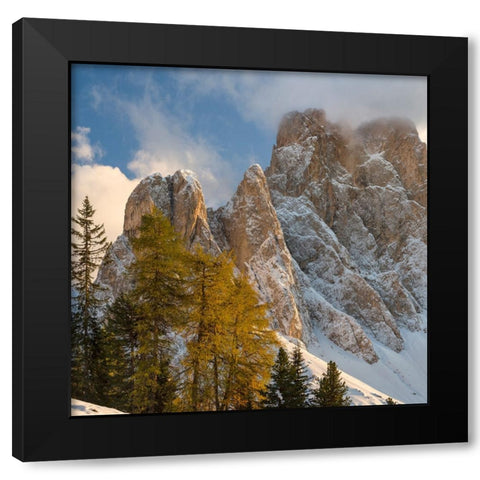 Geisler mountain range in the dolomites of the Villnoss Valley in South Tyrol-Alto Adige after an a Black Modern Wood Framed Art Print by Zwick, Martin