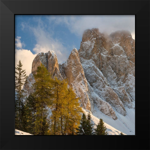 Geisler mountain range in the dolomites of the Villnoss Valley in South Tyrol-Alto Adige after an a Black Modern Wood Framed Art Print by Zwick, Martin