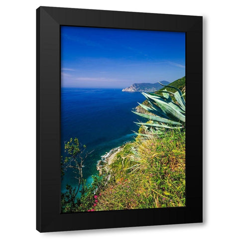 The Ligurian Sea from the Sentiero Azzurro (Blue Trail) near Vernazza-Cinque Terre-Liguria-Italy Black Modern Wood Framed Art Print with Double Matting by Bishop, Russ