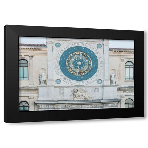 Italy-Padua-Piazza dei Signori-Astronomical Clock Tower (Torre dellOrologio) Black Modern Wood Framed Art Print with Double Matting by Tilley, Rob