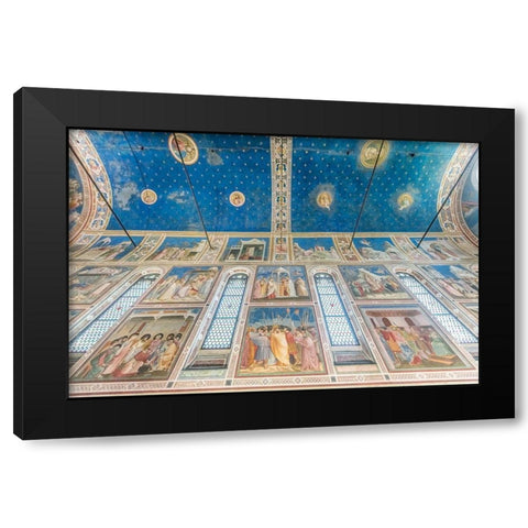 Italy-Padua-Scrovegni Chapel Ceiling with frescoes painted by Giotto in the 14th century Black Modern Wood Framed Art Print by Tilley, Rob