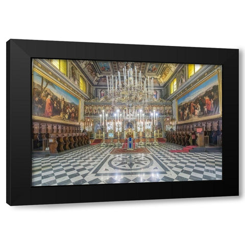 Italy-Trieste-Greek Orthodox Church Interior Black Modern Wood Framed Art Print by Tilley, Rob