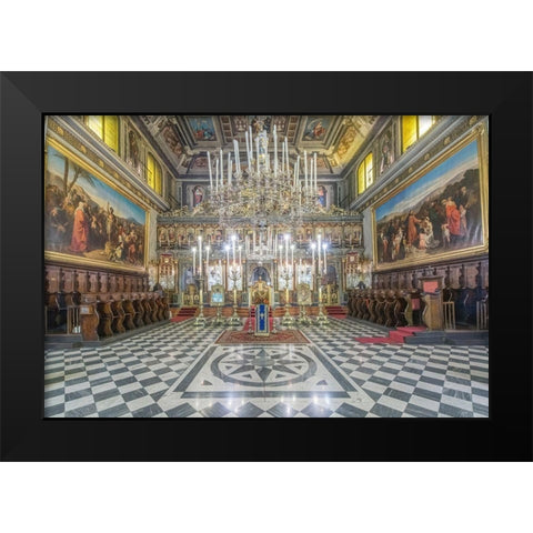 Italy-Trieste-Greek Orthodox Church Interior Black Modern Wood Framed Art Print by Tilley, Rob