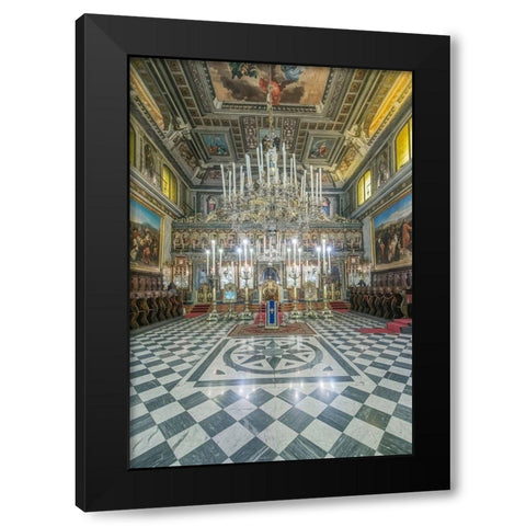 Italy-Trieste-Greek Orthodox Church Interior Black Modern Wood Framed Art Print by Tilley, Rob
