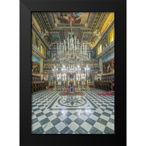 Italy-Trieste-Greek Orthodox Church Interior Black Modern Wood Framed Art Print by Tilley, Rob