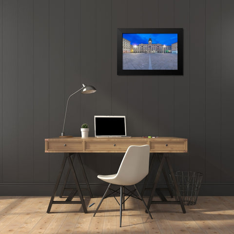 Italy-Trieste-Piazza Unita dItalia at dawn Black Modern Wood Framed Art Print by Tilley, Rob
