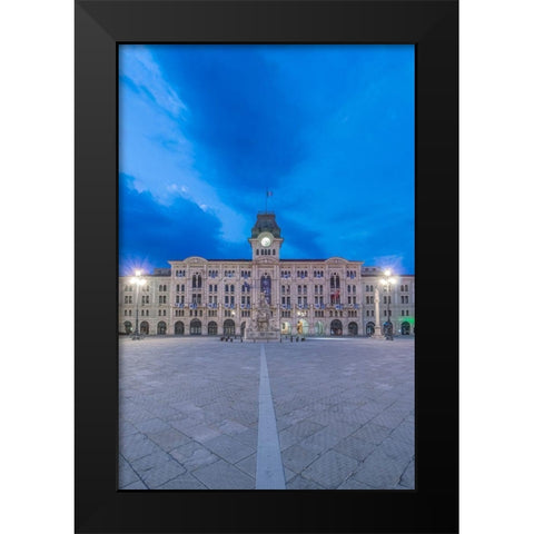 Italy-Trieste-Piazza Unita dItalia at dawn Black Modern Wood Framed Art Print by Tilley, Rob
