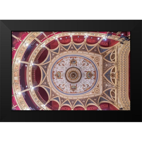 Italy-Trieste-Teatro Verdi Ceiling Black Modern Wood Framed Art Print by Tilley, Rob