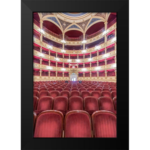 Italy-Trieste-Teatro Verdi Interior Black Modern Wood Framed Art Print by Tilley, Rob