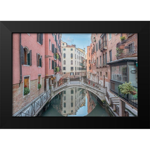 Italy-Venice Bridge over Canal Black Modern Wood Framed Art Print by Tilley, Rob
