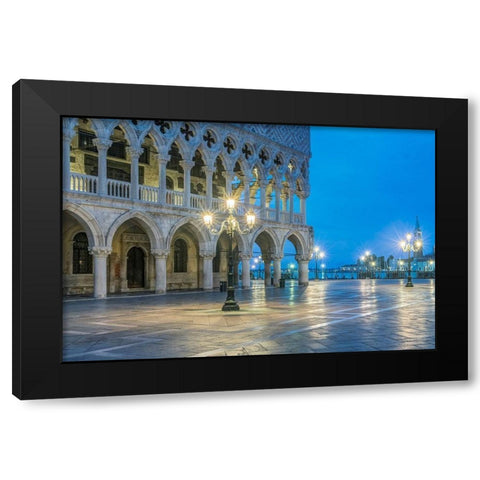 Italy-Venice Doges Palace at dawn Black Modern Wood Framed Art Print by Tilley, Rob