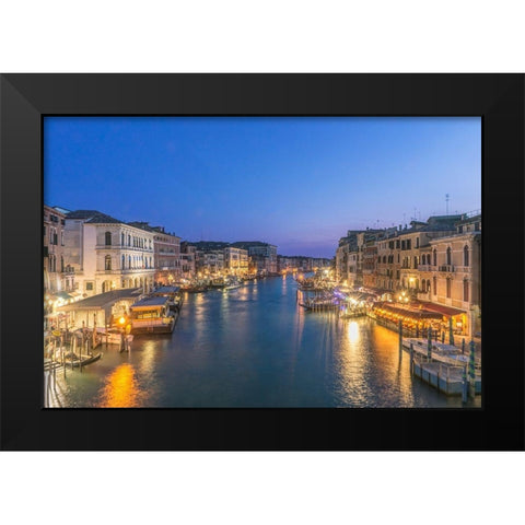 Italy-Venice Grand Canal at Twilight from Rialto Bridge Black Modern Wood Framed Art Print by Tilley, Rob
