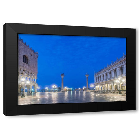 Italy-Venice San Marco Piazza at dawn Black Modern Wood Framed Art Print with Double Matting by Tilley, Rob