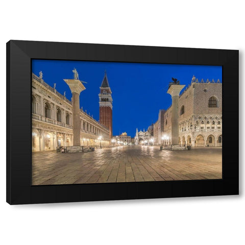 Italy-Venice San Marco Piazza at dawn Black Modern Wood Framed Art Print with Double Matting by Tilley, Rob