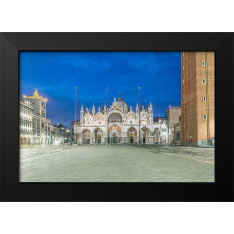 Italy-Venice St Marks Basilica built in the 11th century at dawn Black Modern Wood Framed Art Print by Tilley, Rob