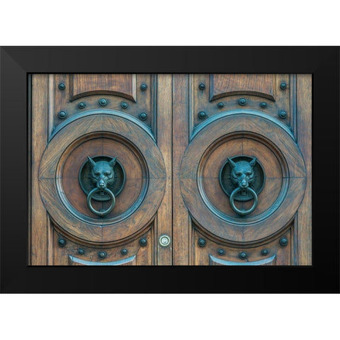 Italy-Verona Door Knockers Black Modern Wood Framed Art Print by Tilley, Rob