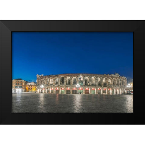 Italy-Verona Piazza Bro dawn Black Modern Wood Framed Art Print by Tilley, Rob