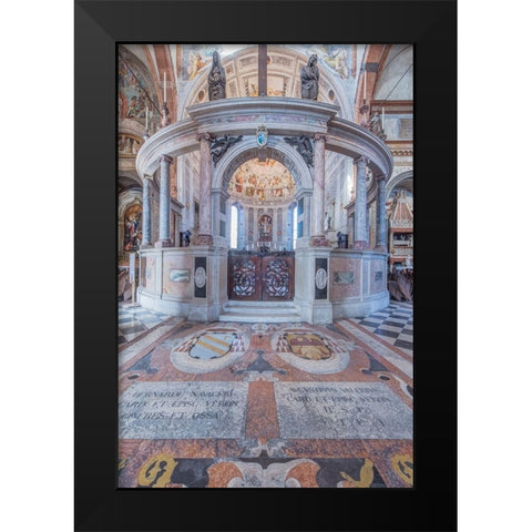 Italy-Verona Verona Cathedral-built in the 12th century Black Modern Wood Framed Art Print by Tilley, Rob