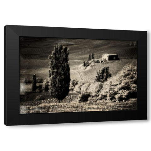 Italy Tuscany-Villa in the Tuscan hillside Black Modern Wood Framed Art Print by Eggers, Terry
