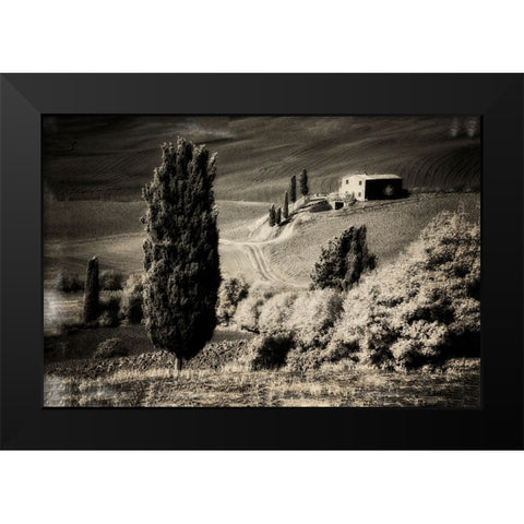 Italy Tuscany-Villa in the Tuscan hillside Black Modern Wood Framed Art Print by Eggers, Terry