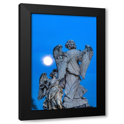 Moon Bernini Angels Castel Ponte Sant Angelo-Rome-Italy Gian Lorenzo Bernini Black Modern Wood Framed Art Print by Perry, William