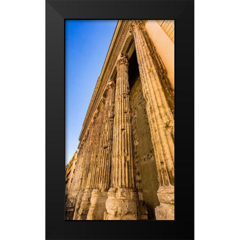 Temple of Hadrian Columns Colonnade Now Stock Exchange-Rome-Italy Temple built 145 AD Black Modern Wood Framed Art Print by Perry, William
