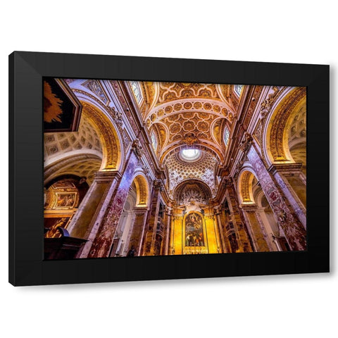 Tall Arches Nave Saint Louis of French Basilica Church-Rome-Italy  Black Modern Wood Framed Art Print with Double Matting by Perry, William